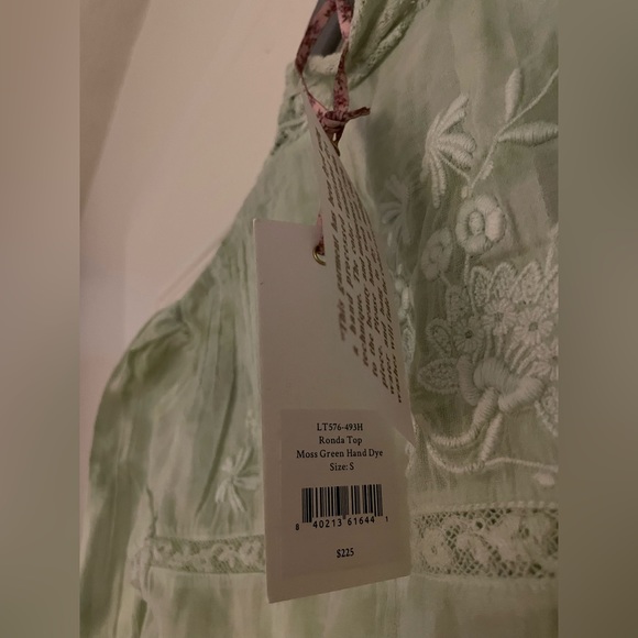 Ronda Embroidered Sleeve Blouse— Love Shack Fancy (Moss Green) - Picture 12 of 12